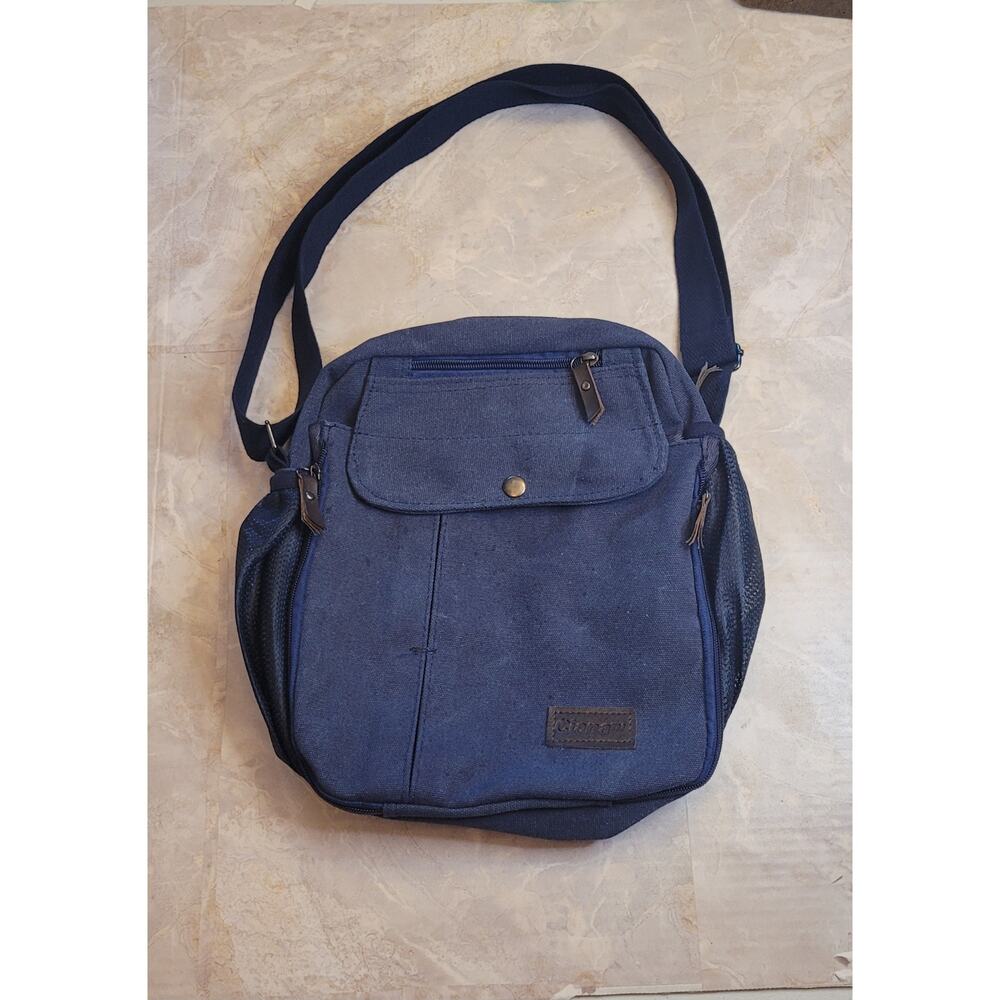 Ciana Mens multifunctional canvas bag crossbody travel blue pockets toiletries